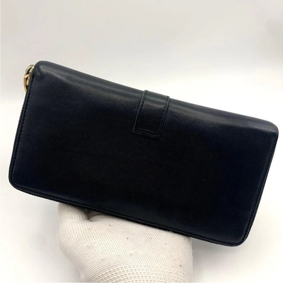 Yves Saint Laurent Black Leather Wallet with Gold Logo - Picture 3 of 10